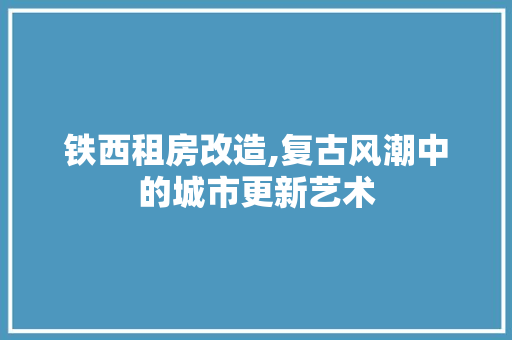 铁西租房改造,复古风潮中的城市更新艺术