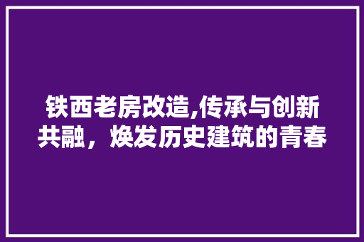 铁西老房改造,传承与创新共融，焕发历史建筑的青春活力