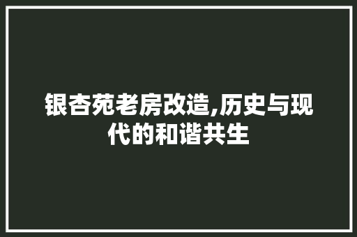 银杏苑老房改造,历史与现代的和谐共生 综合便民