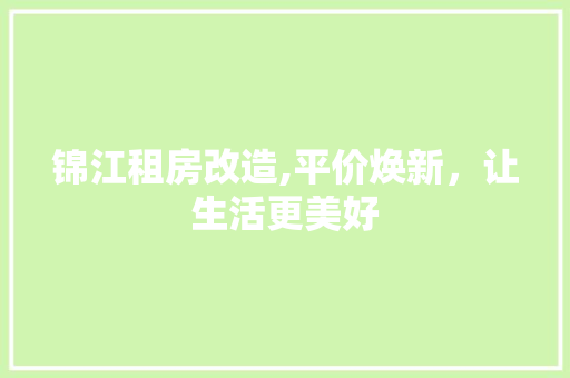 锦江租房改造,平价焕新，让生活更美好