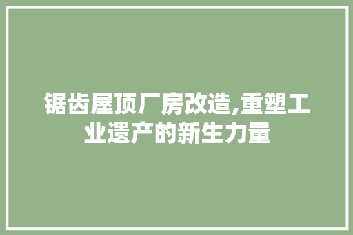 锯齿屋顶厂房改造,重塑工业遗产的新生力量