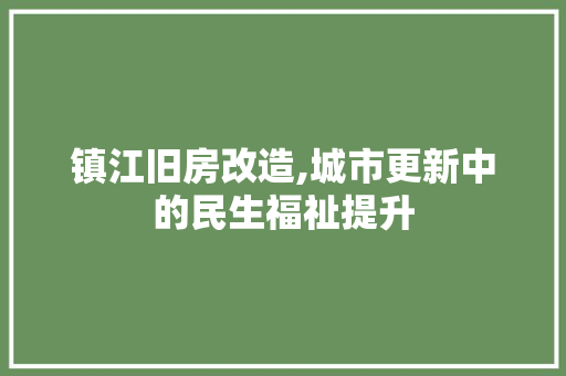 镇江旧房改造,城市更新中的民生福祉提升