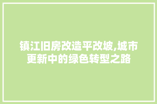 镇江旧房改造平改坡,城市更新中的绿色转型之路
