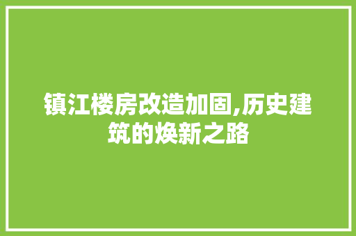 镇江楼房改造加固,历史建筑的焕新之路
