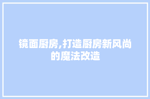 镜面厨房,打造厨房新风尚的魔法改造