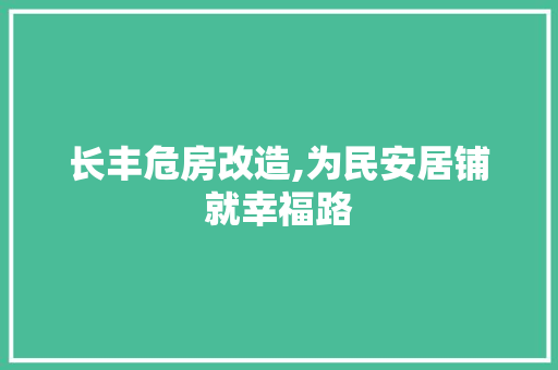 长丰危房改造,为民安居铺就幸福路