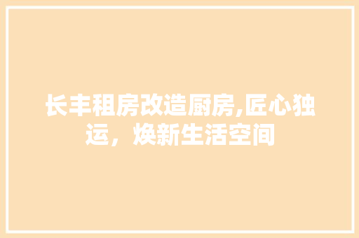 长丰租房改造厨房,匠心独运，焕新生活空间