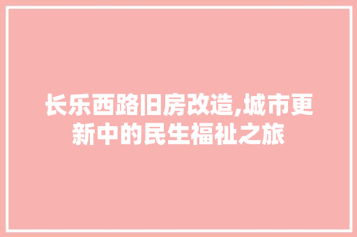 长乐西路旧房改造,城市更新中的民生福祉之旅