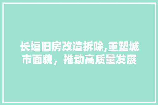长垣旧房改造拆除,重塑城市面貌，推动高质量发展