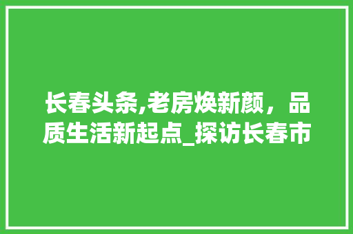 长春头条,老房焕新颜，品质生活新起点_探访长春市新房改造项目