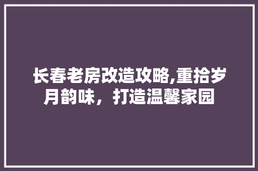 长春老房改造攻略,重拾岁月韵味，打造温馨家园