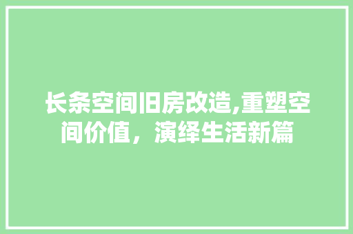 长条空间旧房改造,重塑空间价值，演绎生活新篇