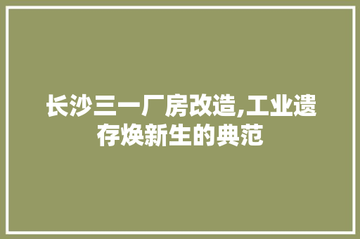 长沙三一厂房改造,工业遗存焕新生的典范