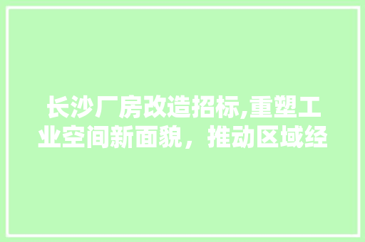 长沙厂房改造招标,重塑工业空间新面貌，推动区域经济发展