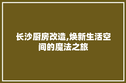 长沙厨房改造,焕新生活空间的魔法之旅