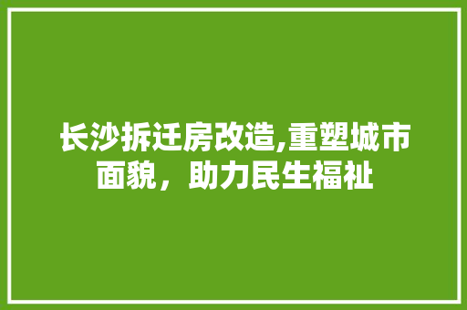 长沙拆迁房改造,重塑城市面貌，助力民生福祉