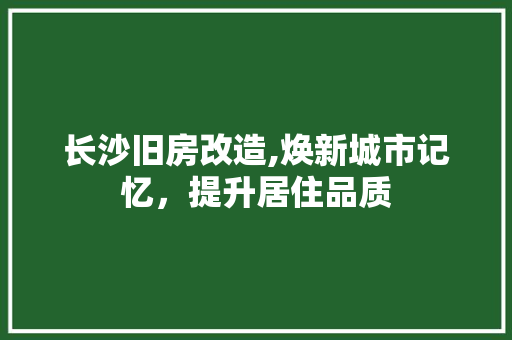 长沙旧房改造,焕新城市记忆，提升居住品质