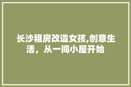 长沙租房改造女孩,创意生活，从一间小屋开始