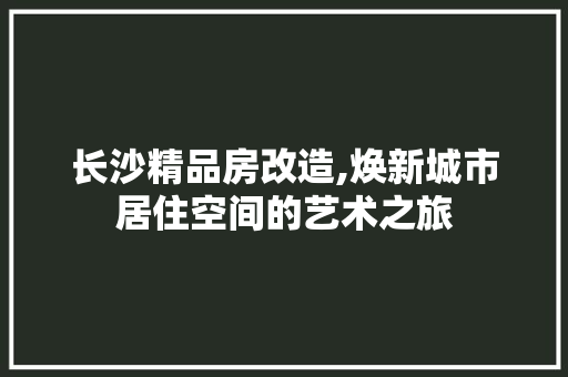 长沙精品房改造,焕新城市居住空间的艺术之旅