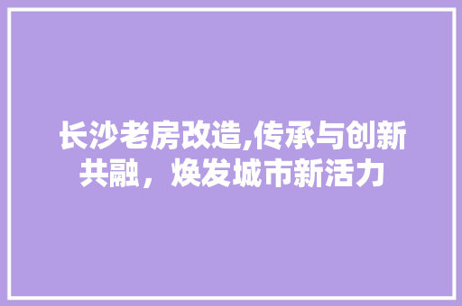 长沙老房改造,传承与创新共融，焕发城市新活力