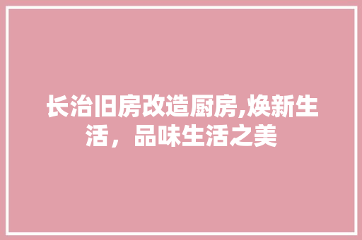 长治旧房改造厨房,焕新生活，品味生活之美