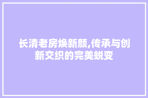 长清老房焕新颜,传承与创新交织的完美蜕变