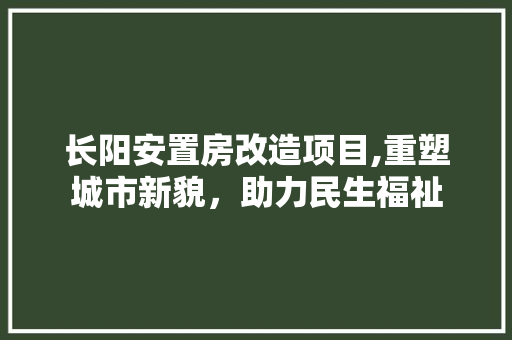 长阳安置房改造项目,重塑城市新貌，助力民生福祉