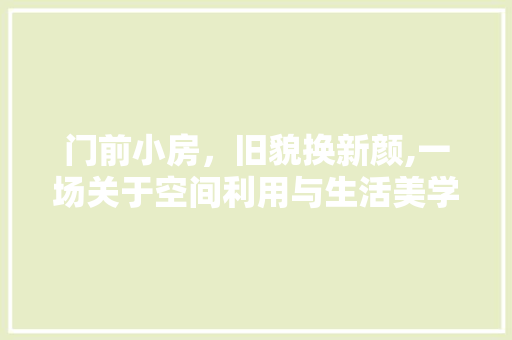 门前小房，旧貌换新颜,一场关于空间利用与生活美学的革命