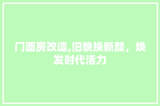 门面房改造,旧貌换新颜，焕发时代活力