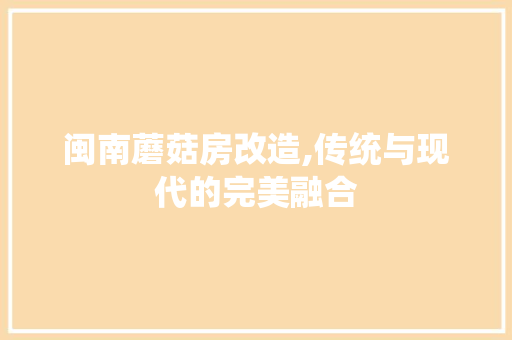 闽南蘑菇房改造,传统与现代的完美融合