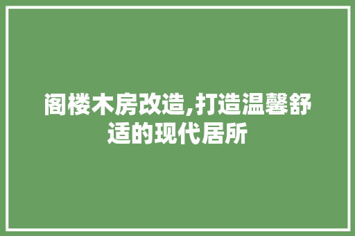 阁楼木房改造,打造温馨舒适的现代居所