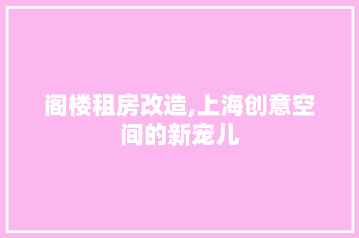 阁楼租房改造,上海创意空间的新宠儿