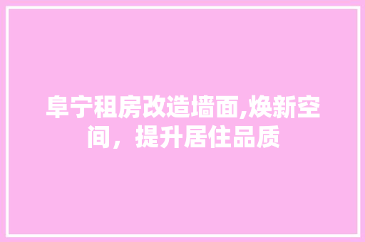 阜宁租房改造墙面,焕新空间，提升居住品质