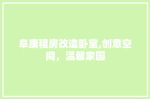 阜康租房改造卧室,创意空间，温馨家园