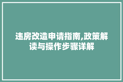 违房改造申请指南,政策解读与操作步骤详解