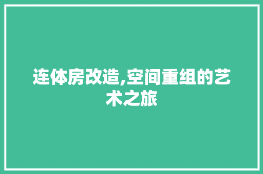 连体房改造,空间重组的艺术之旅