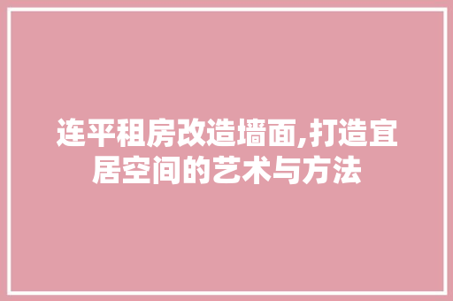连平租房改造墙面,打造宜居空间的艺术与方法