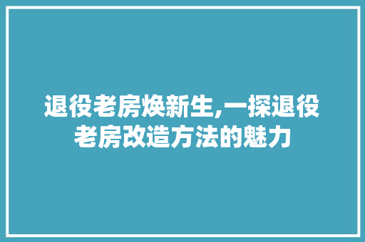 退役老房焕新生,一探退役老房改造方法的魅力
