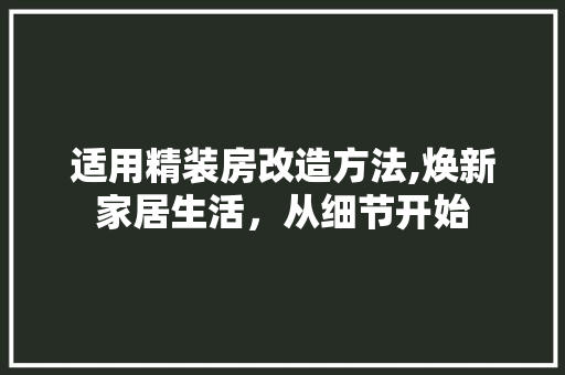 适用精装房改造方法,焕新家居生活，从细节开始