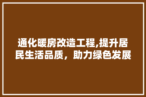 通化暖房改造工程,提升居民生活品质，助力绿色发展