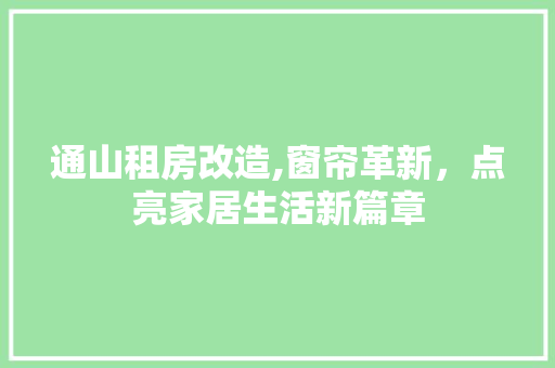 通山租房改造,窗帘革新，点亮家居生活新篇章