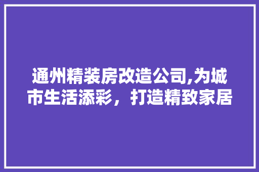 通州精装房改造公司,为城市生活添彩，打造精致家居空间 墙体维修