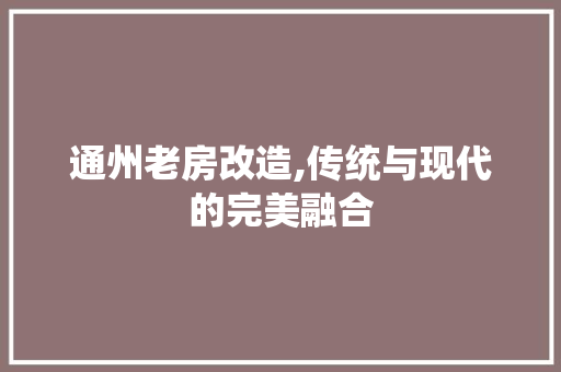 通州老房改造,传统与现代的完美融合 家电维修