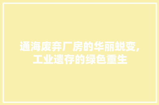 通海废弃厂房的华丽蜕变,工业遗存的绿色重生