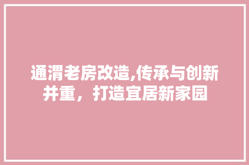 通渭老房改造,传承与创新并重，打造宜居新家园