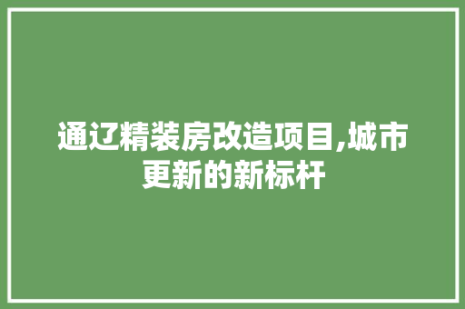 通辽精装房改造项目,城市更新的新标杆