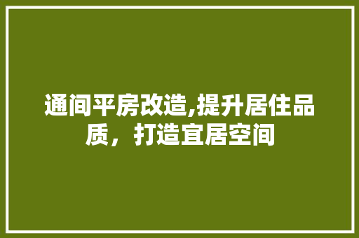 通间平房改造,提升居住品质，打造宜居空间