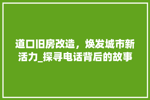 道口旧房改造，焕发城市新活力_探寻电话背后的故事
