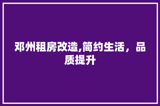 邓州租房改造,简约生活，品质提升