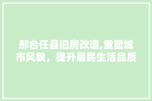 邢台任县旧房改造,重塑城市风貌，提升居民生活品质